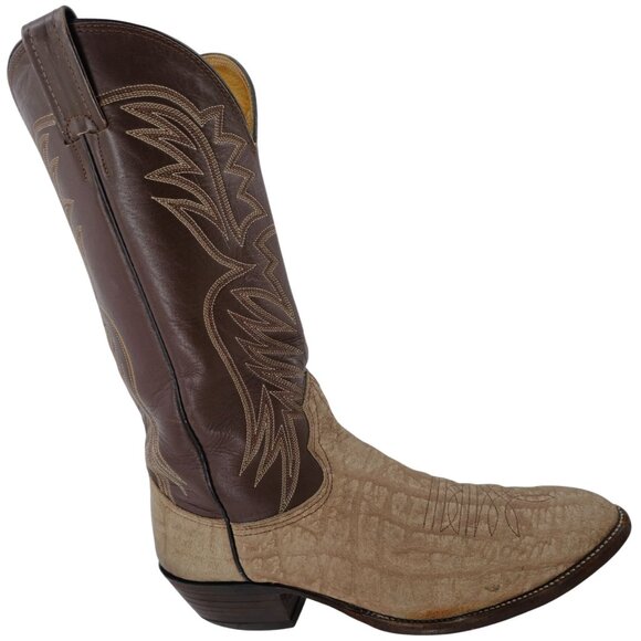Nocona Cape Buffalo Cowboy Boots Mens size 10D Brown Tan Exotic Leather Western - Picture 1 of 16